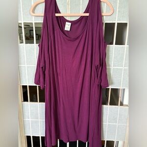 Terra & Sky cold shoulder 3/4 sleeve wine color Tunic Size 1X